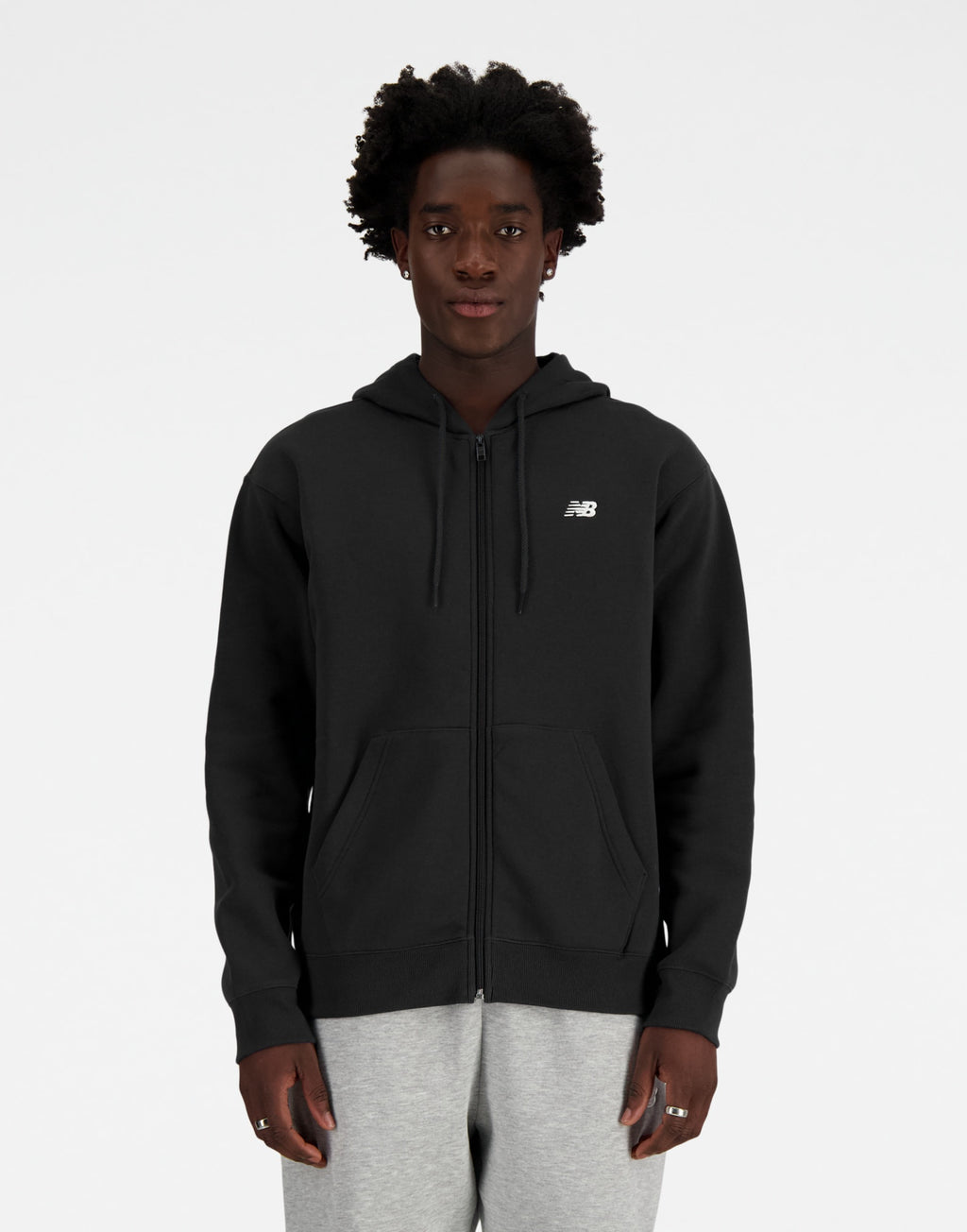 NEW BALANCE Felpa Sport Essentials con Cappuccio e Zip Nero