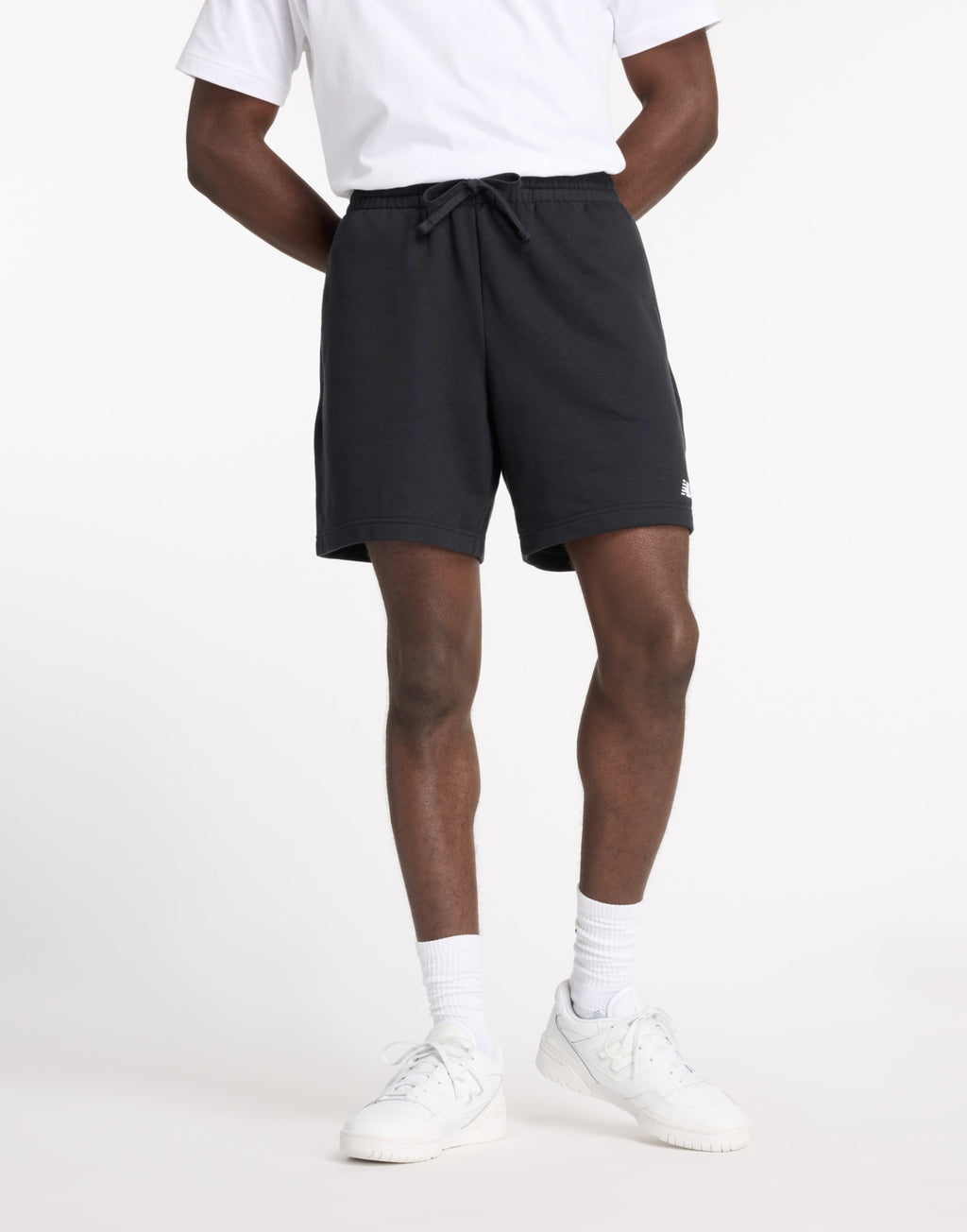 NEW BALANCE Bermuda Sport Essentials in French Terry Nero