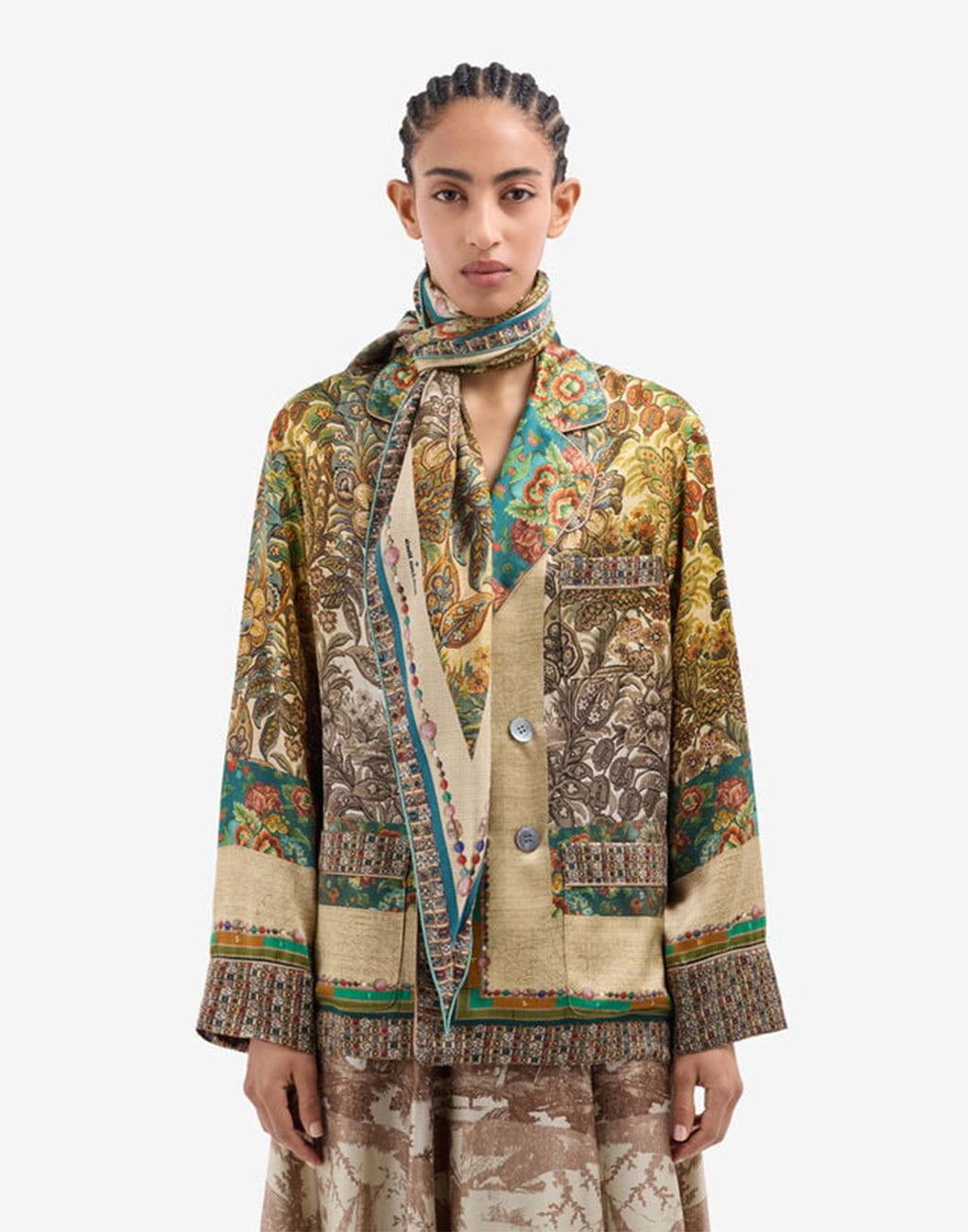 PIERRE-LOUIS MASCIA Sciarpa in Seta con Stampa Giardino Botanico