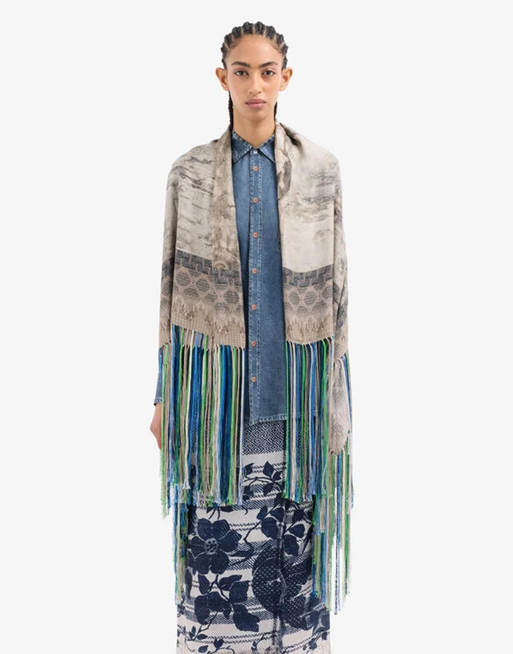 PIERRE-LOUIS MASCIA Scialle in Seta con Stampa Nebbia