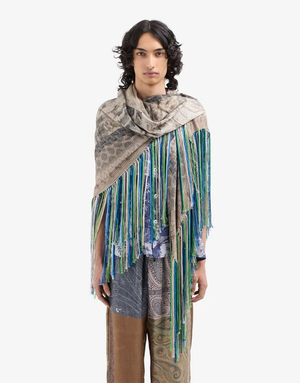 PIERRE-LOUIS MASCIA Scialle in Seta con Stampa Nebbia