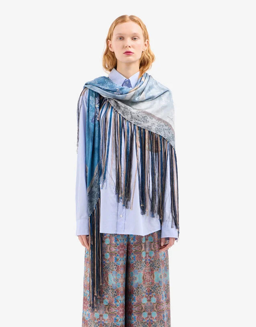 PIERRE-LOUIS MASCIA Scialle in Seta con Stampa Cielo Velato