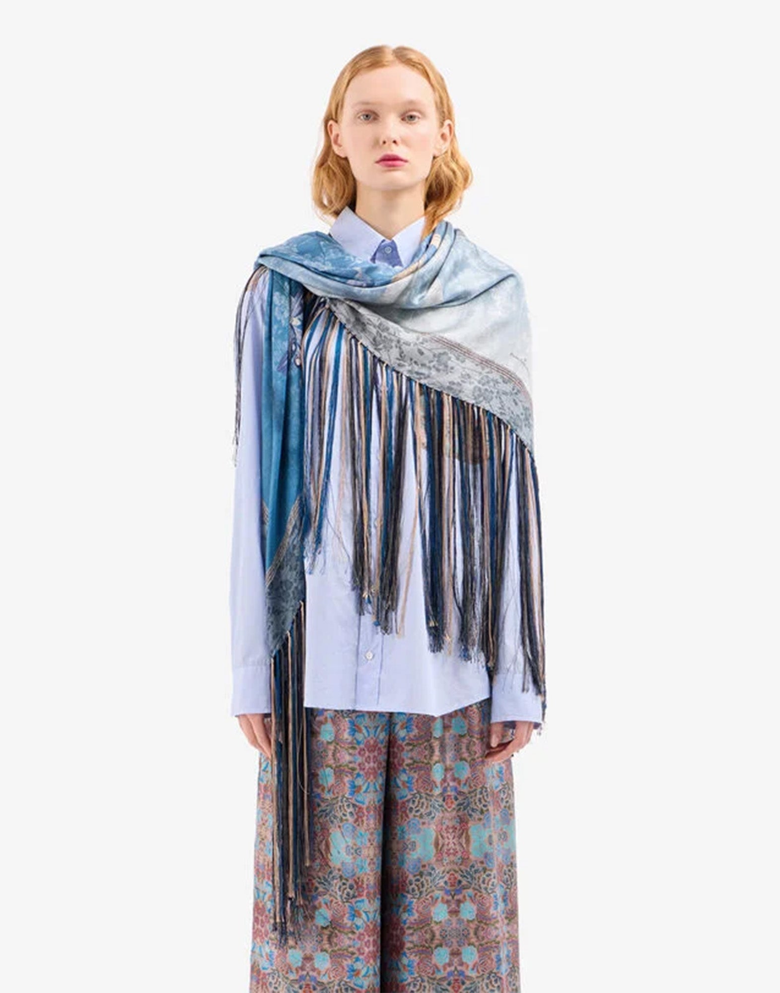 PIERRE-LOUIS MASCIA Scialle in Seta con Stampa Cielo Velato