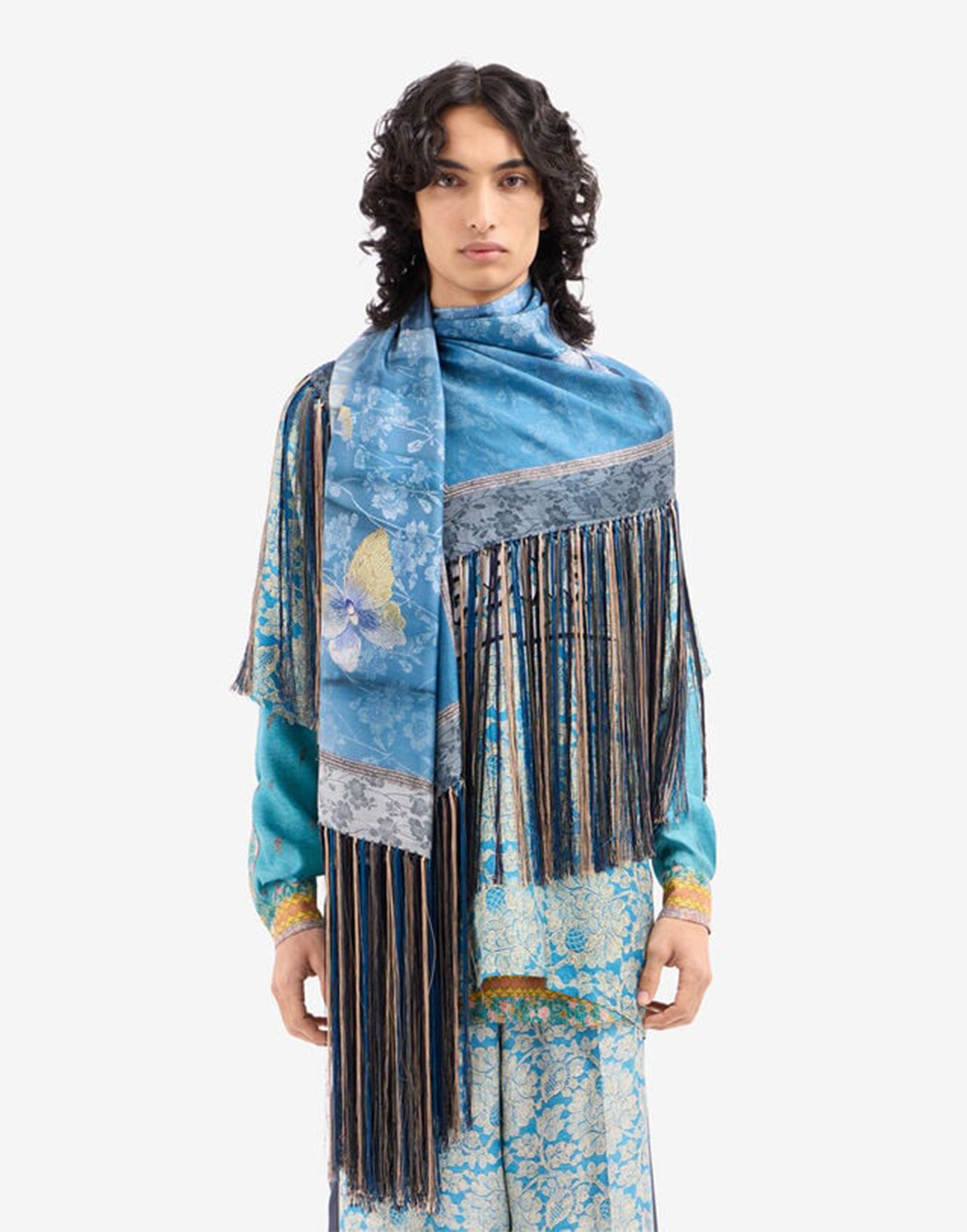 PIERRE-LOUIS MASCIA Scialle in Seta con Stampa Cielo Velato