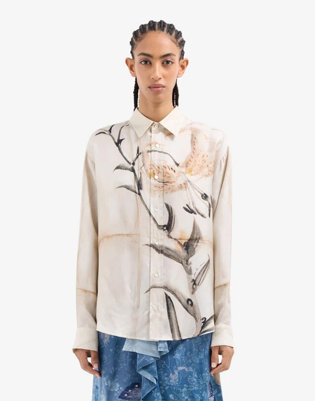 PIERRE-LOUIS MASCIA Camicia in Seta Stampa Bambù