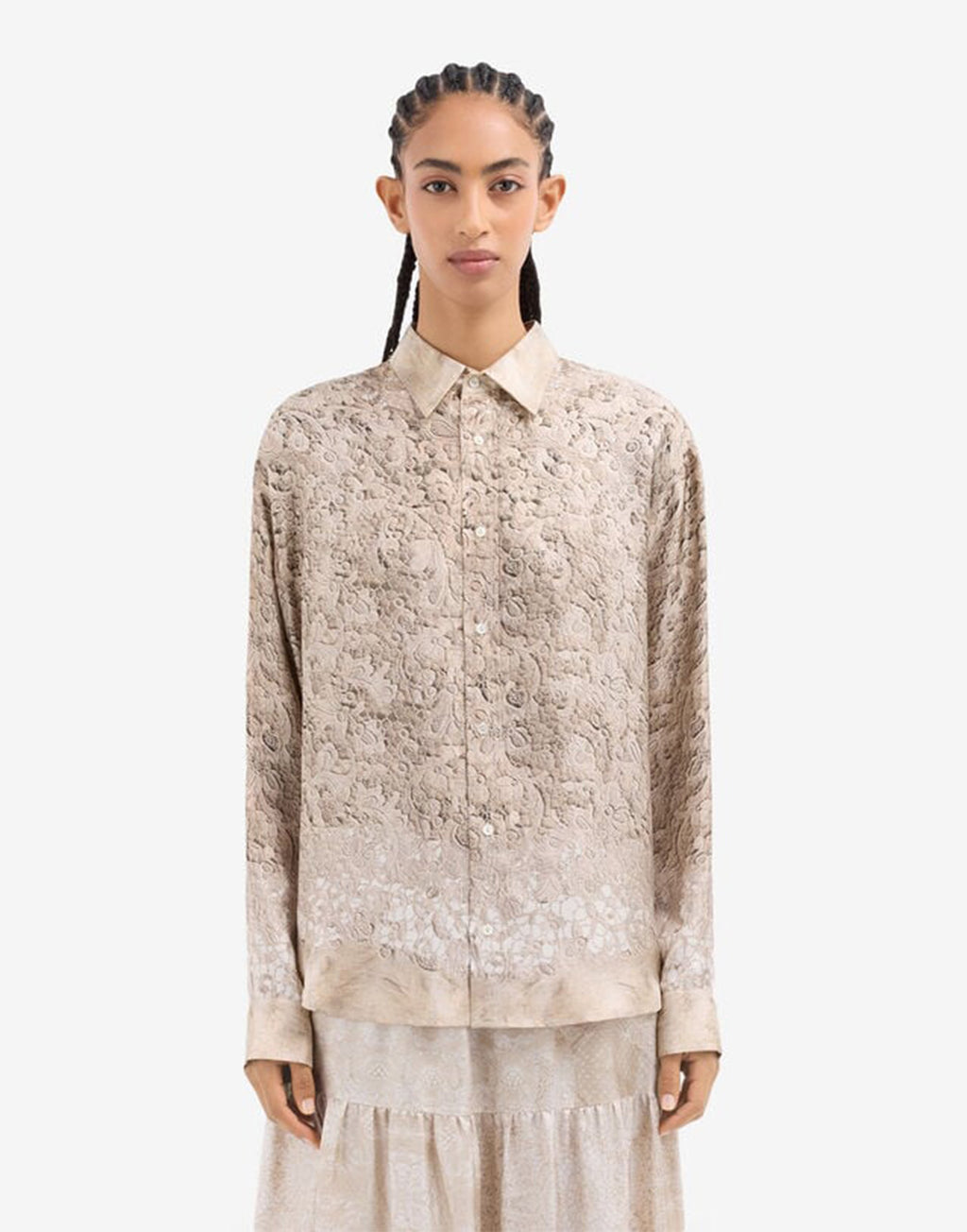 PIERRE-LOUIS MASCIA Camicia in Seta Stampa Macramè