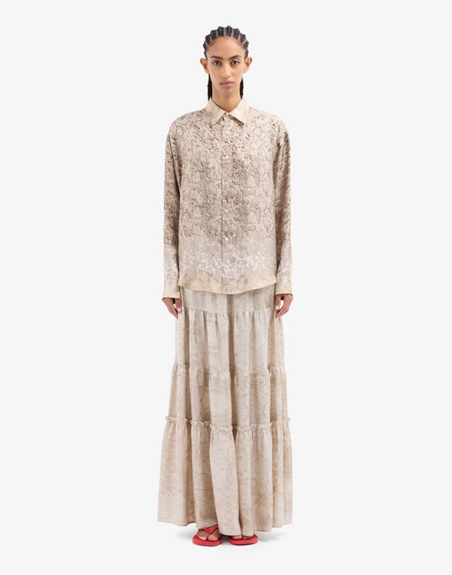 PIERRE-LOUIS MASCIA Camicia in Seta Stampa Macramè