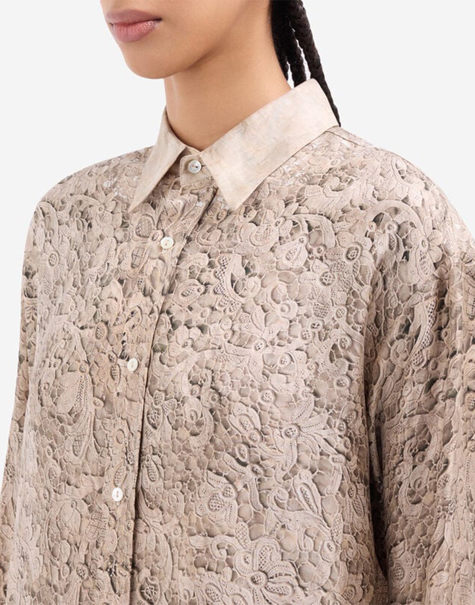 PIERRE-LOUIS MASCIA Camicia in Seta Stampa Macramè