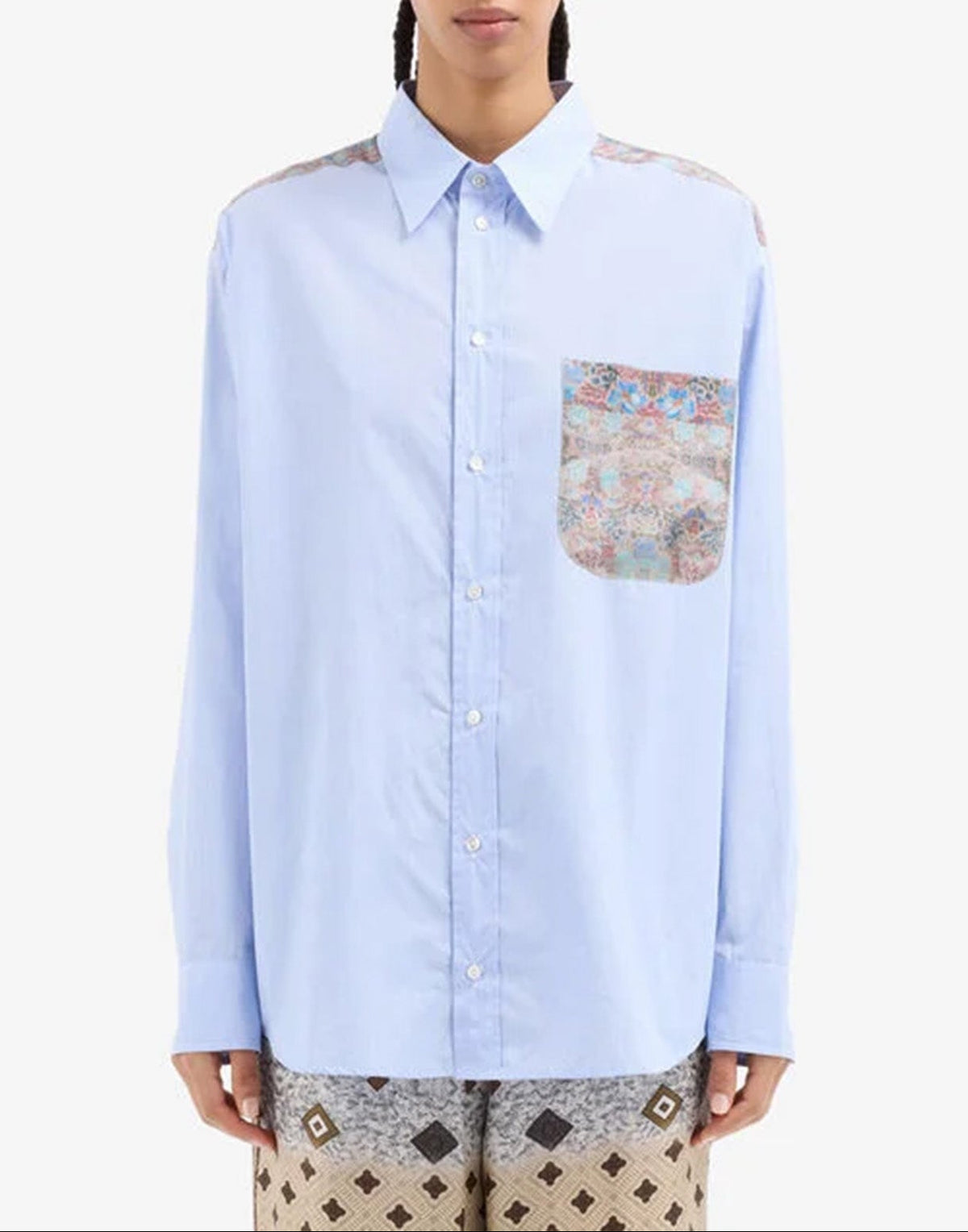 PIERRE-LOUIS MASCIA Chemise en coton et soie imprimé tapisserie