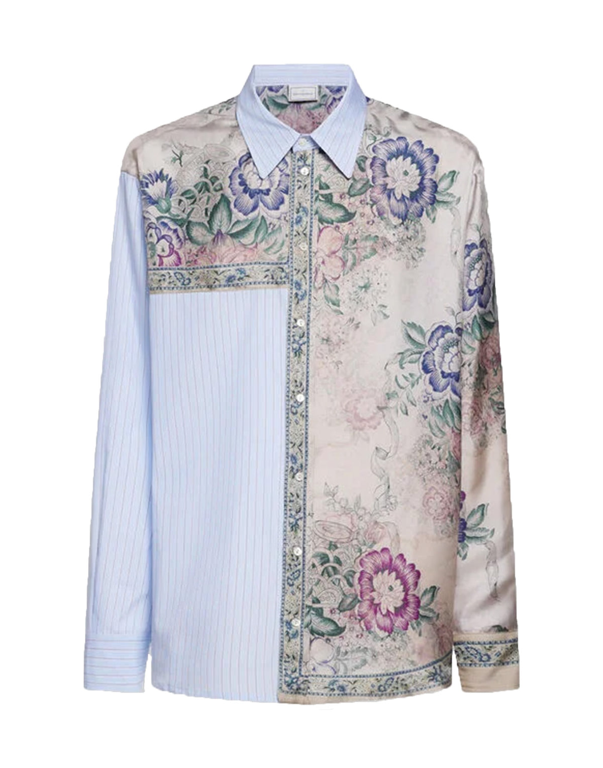 PIERRE-LOUIS MASCIA Camicia in Cotone e Seta Stampa Cenere Rosata