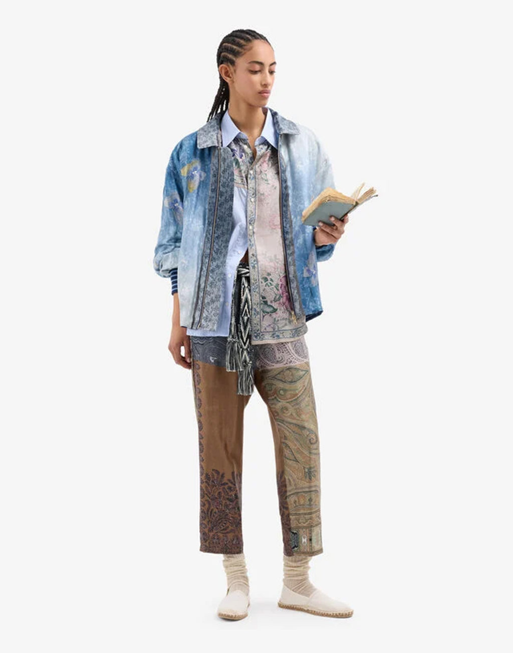 PIERRE-LOUIS MASCIA Camicia in Cotone e Seta Stampa Cenere Rosata