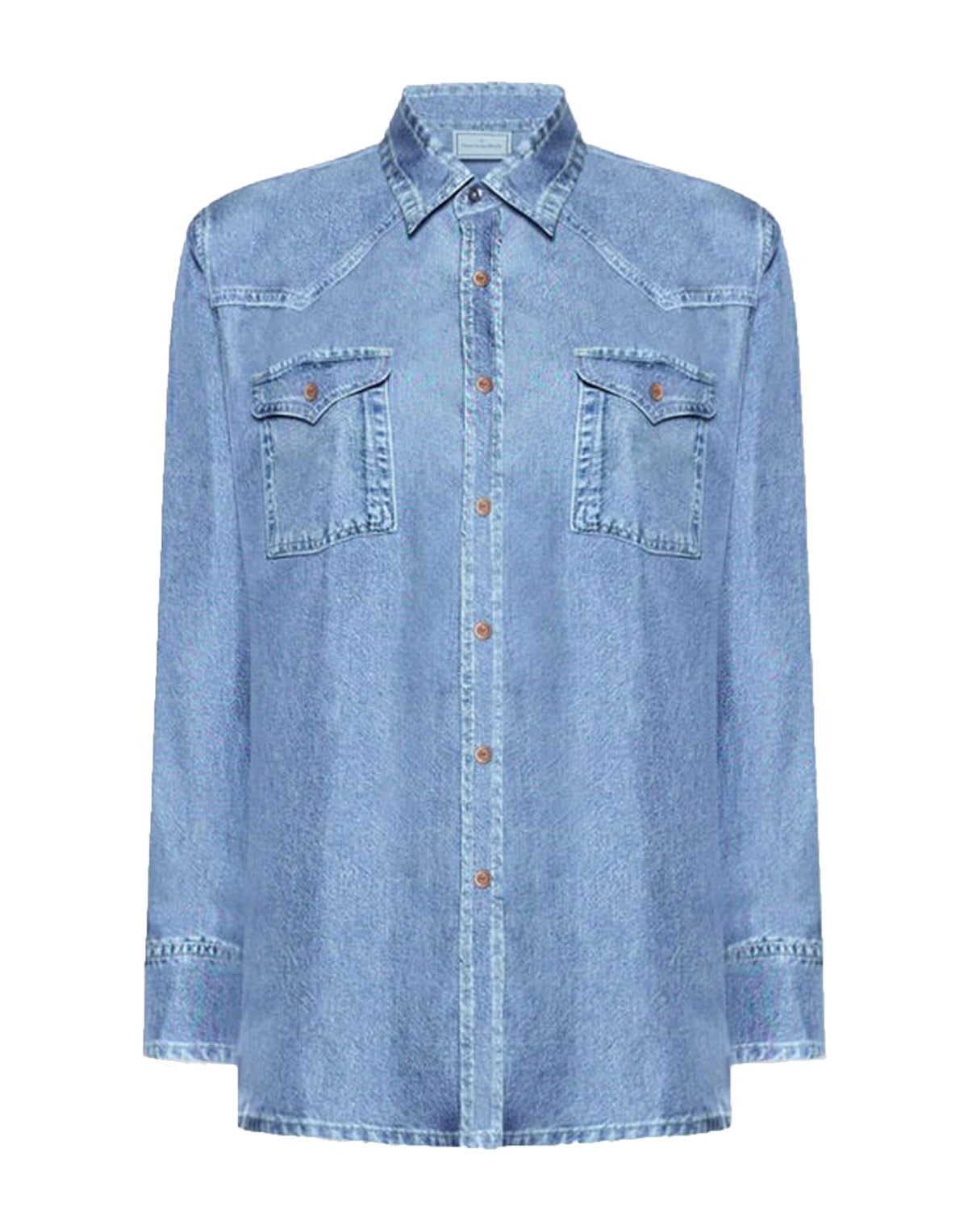 PIERRE-LOUIS MASCIA Camicia Aloe in Seta Stampa Denim