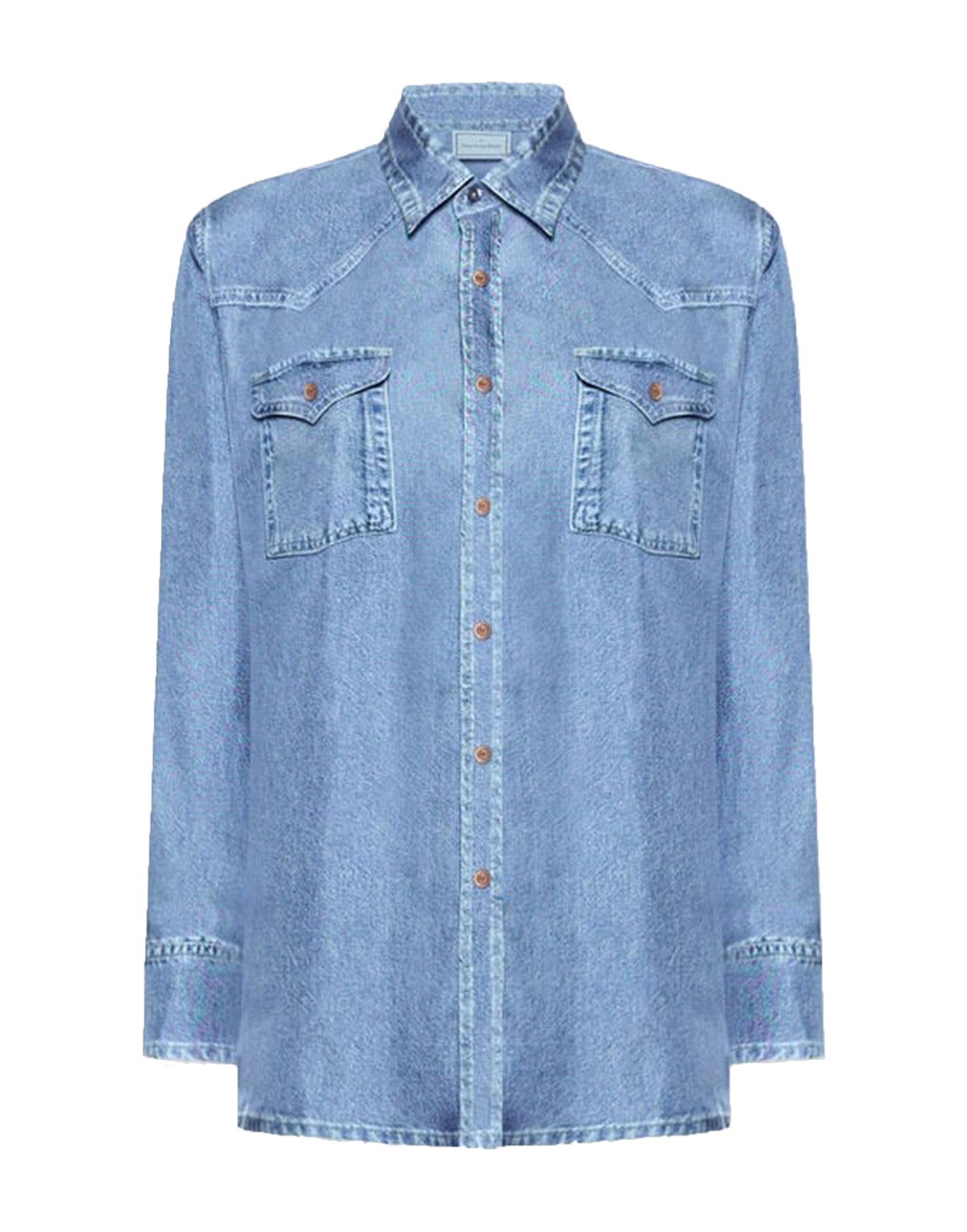 PIERRE-LOUIS MASCIA Camicia Aloe in Seta Stampa Denim