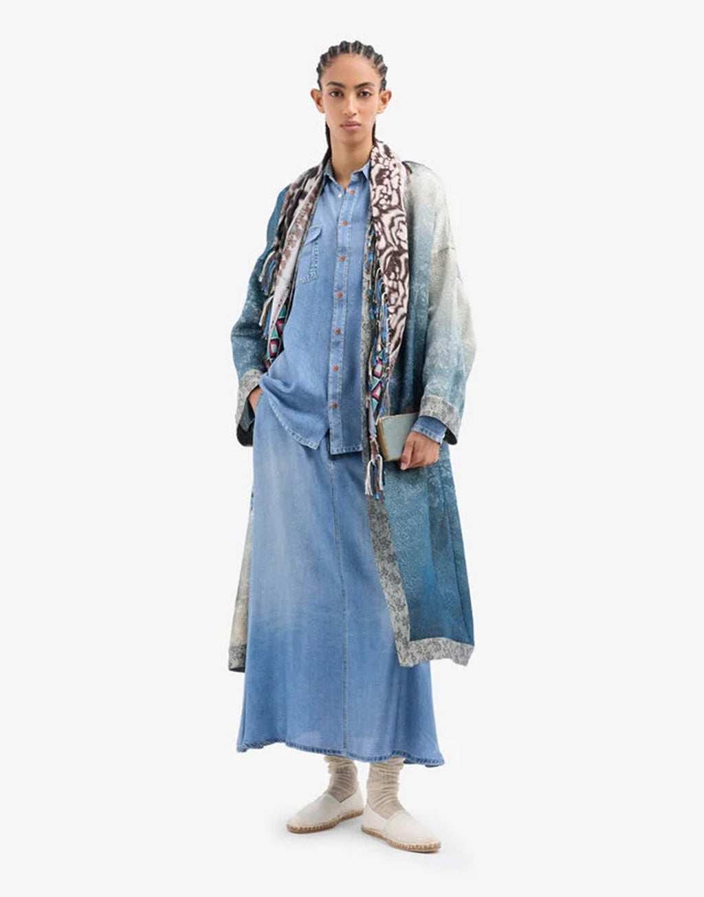 PIERRE-LOUIS MASCIA Camicia Aloe in Seta Stampa Denim