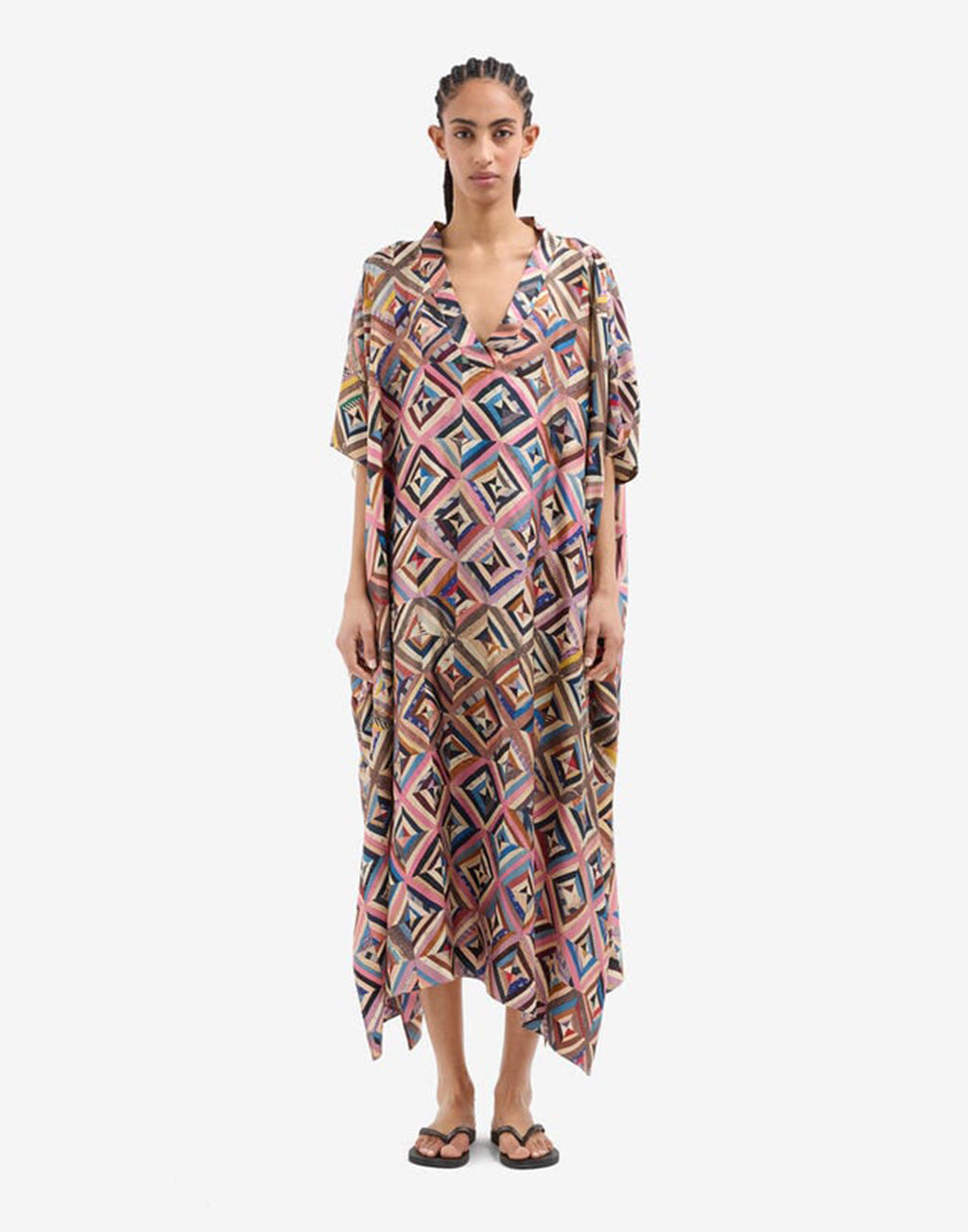 PIERRE-LOUIS MASCIA Caftano in Seta Stampa Mosaico