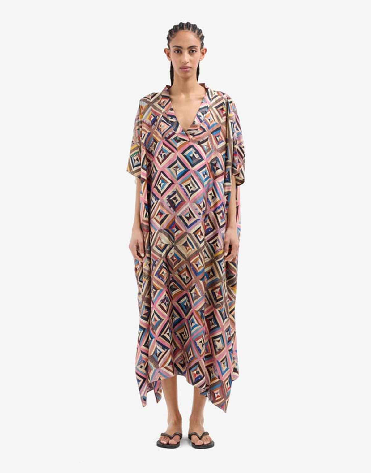 PIERRE-LOUIS MASCIA Caftano in Seta Stampa Mosaico