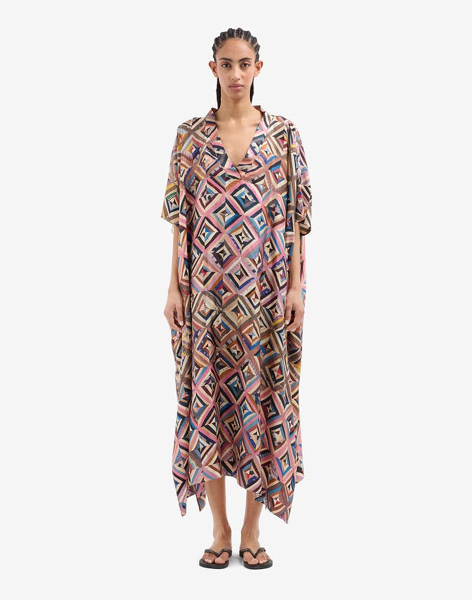 PIERRE-LOUIS MASCIA Caftano in Seta Stampa Mosaico