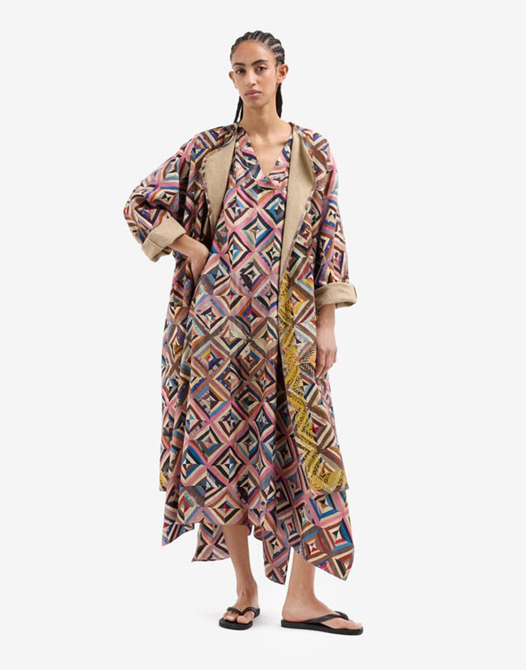 PIERRE-LOUIS MASCIA Caftano in Seta Stampa Mosaico