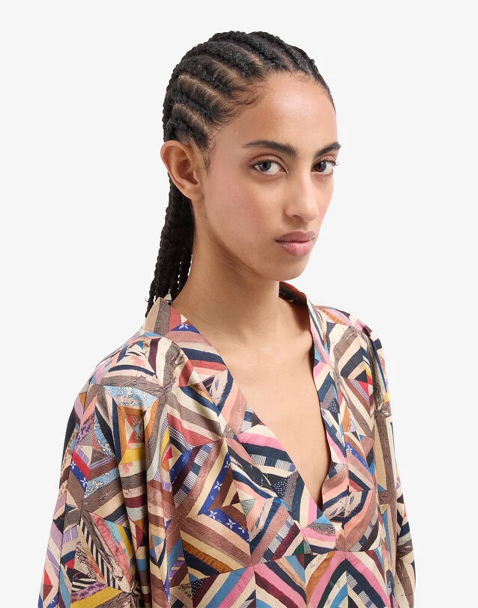 PIERRE-LOUIS MASCIA Caftano in Seta Stampa Mosaico