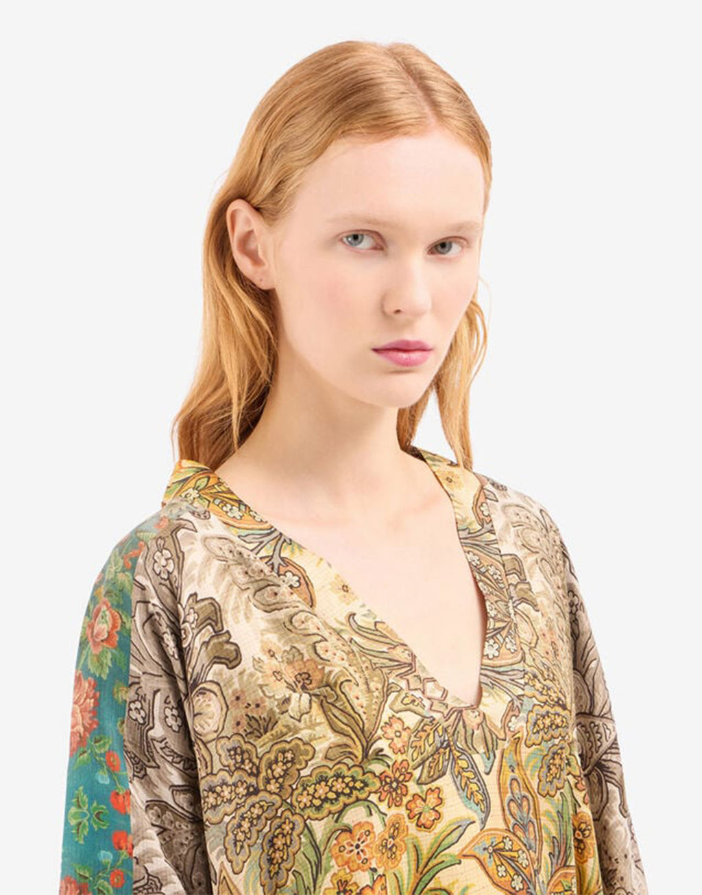 PIERRE-LOUIS MASCIA Caftano in Seta Stampa Giardino Botanico