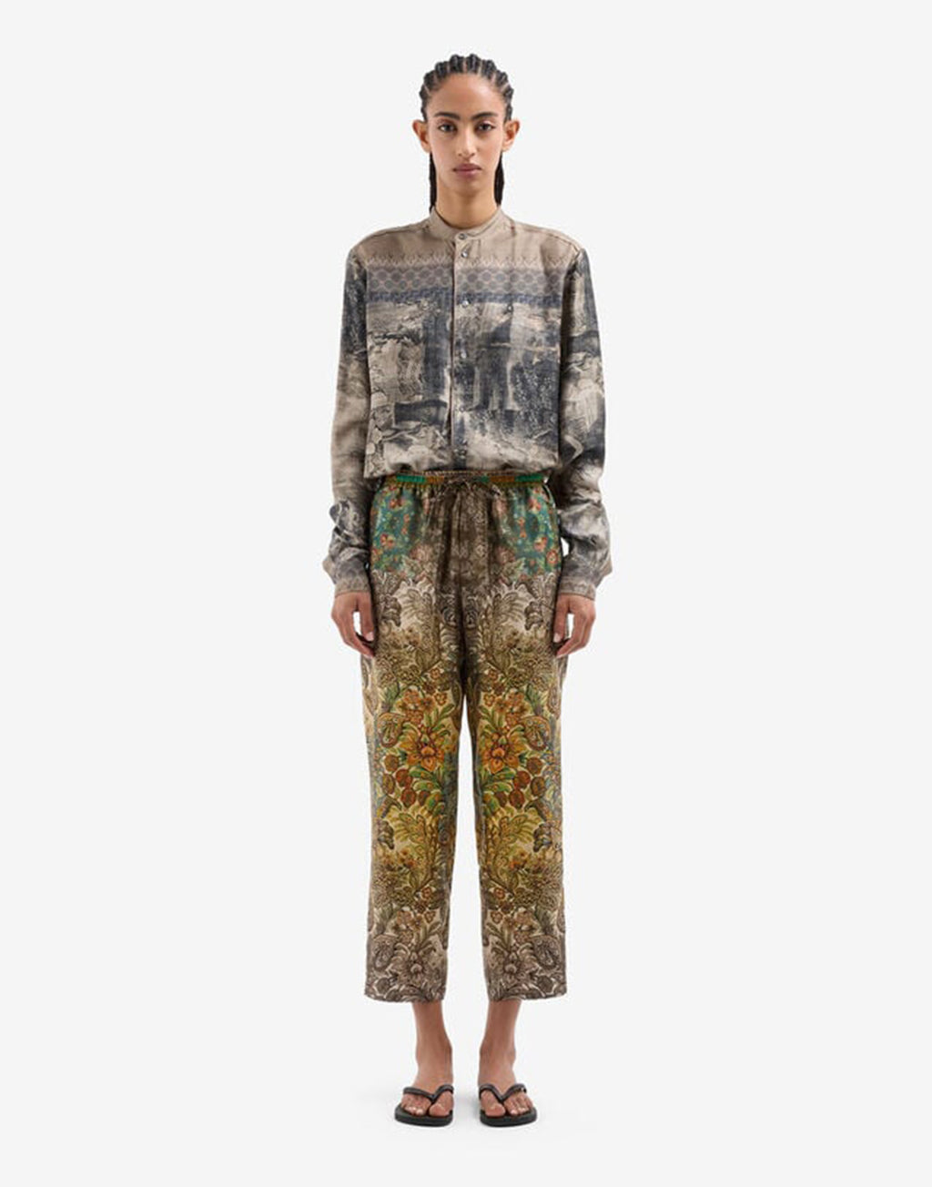 PIERRE-LOUIS MASCIA Pantaloni in Seta Stampa Giardino Botanico