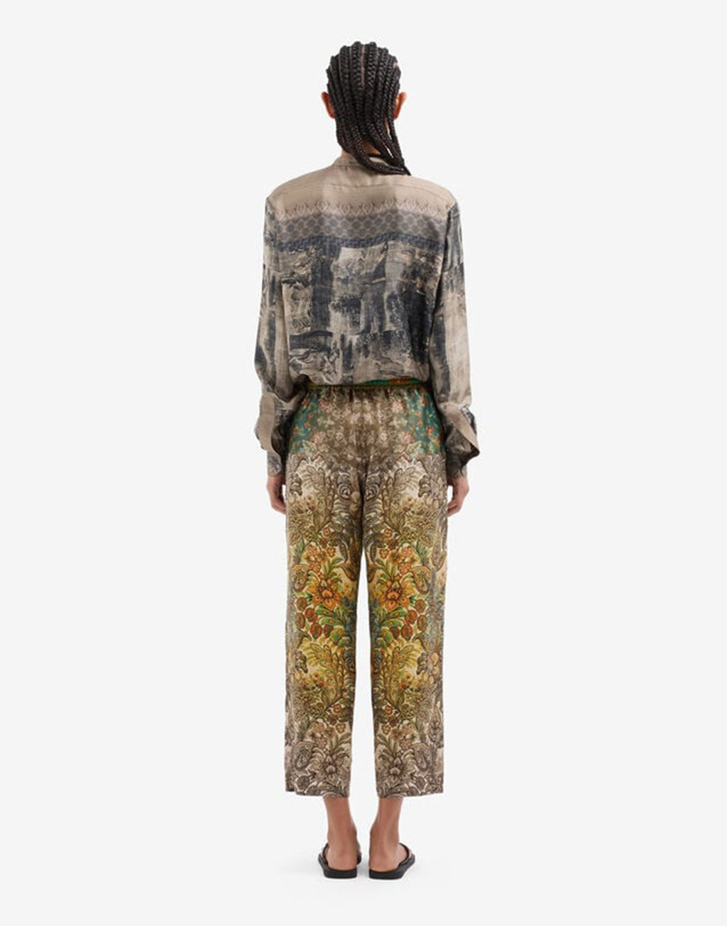 PIERRE-LOUIS MASCIA Pantaloni in Seta Stampa Giardino Botanico