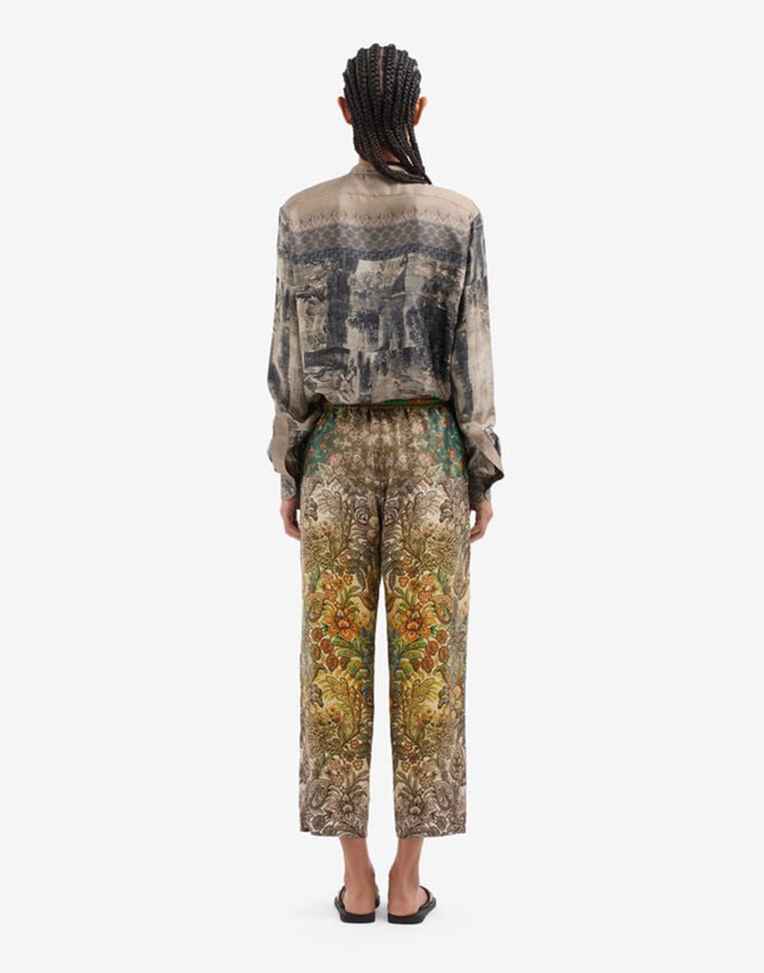 PIERRE-LOUIS MASCIA Pantaloni in Seta Stampa Giardino Botanico