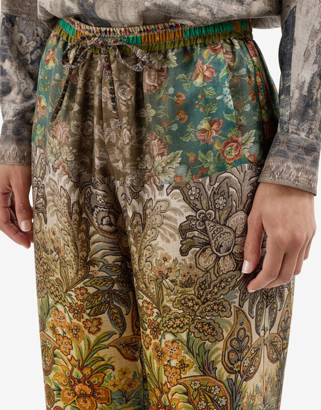 PIERRE-LOUIS MASCIA Pantaloni in Seta Stampa Giardino Botanico