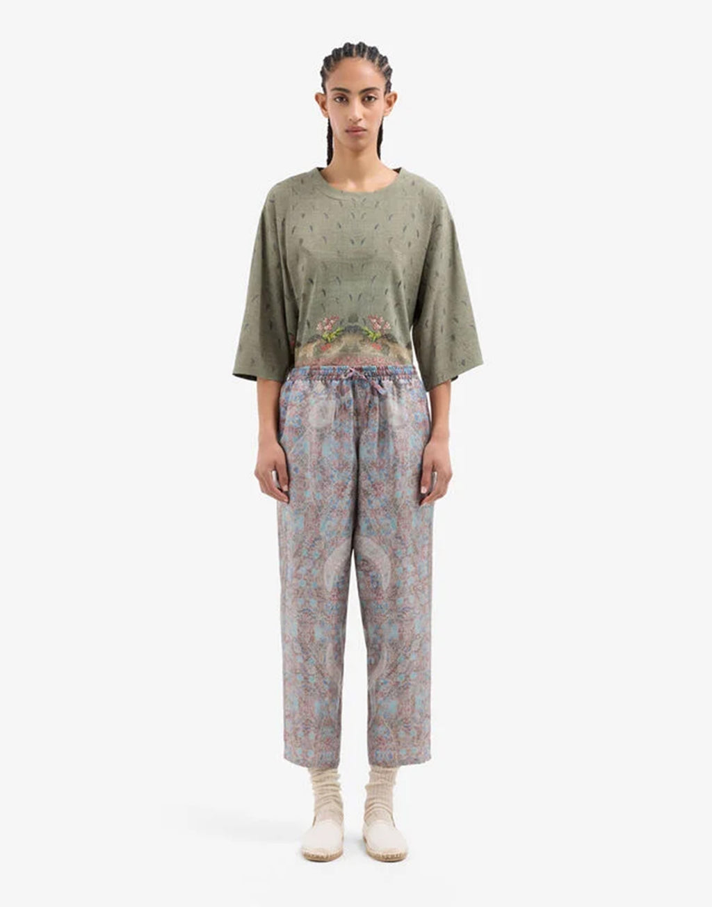 PIERRE-LOUIS MASCIA Pantaloni in Seta Stampa Arazzo