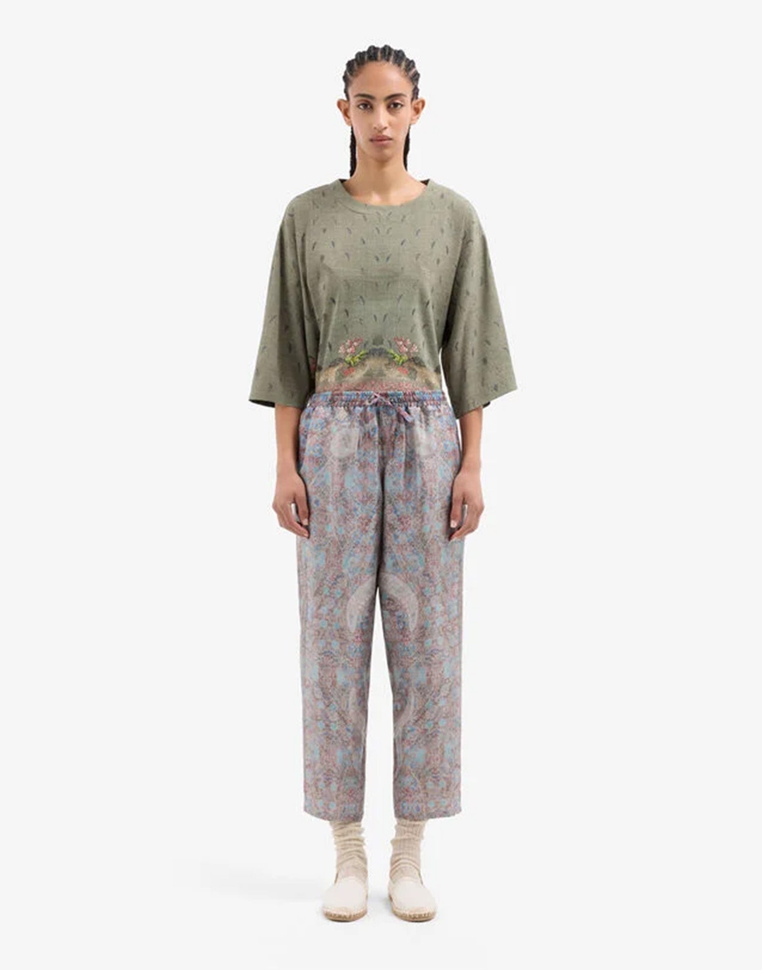 PIERRE-LOUIS MASCIA Pantaloni in Seta Stampa Arazzo