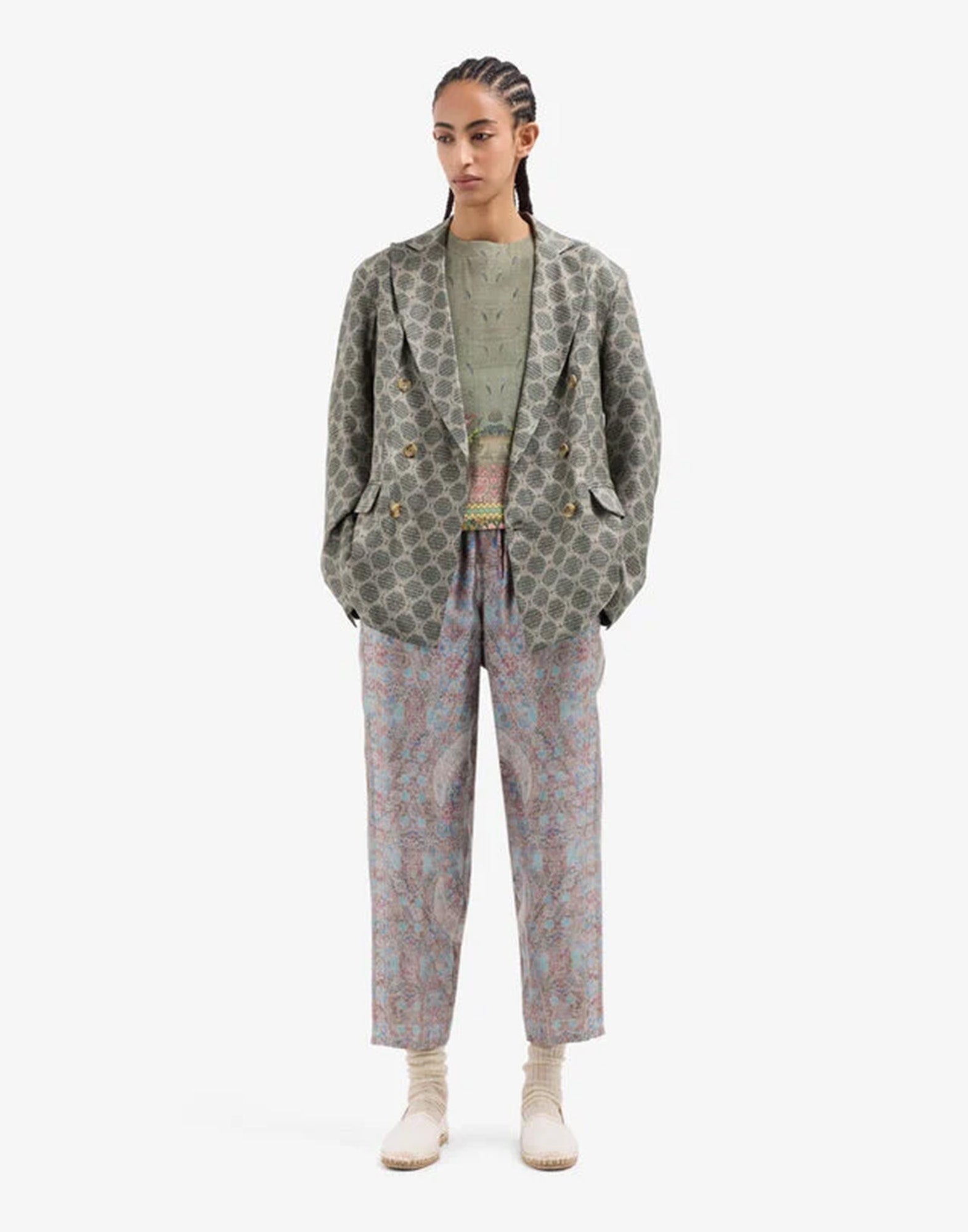 PIERRE-LOUIS MASCIA Pantaloni in Seta Stampa Arazzo