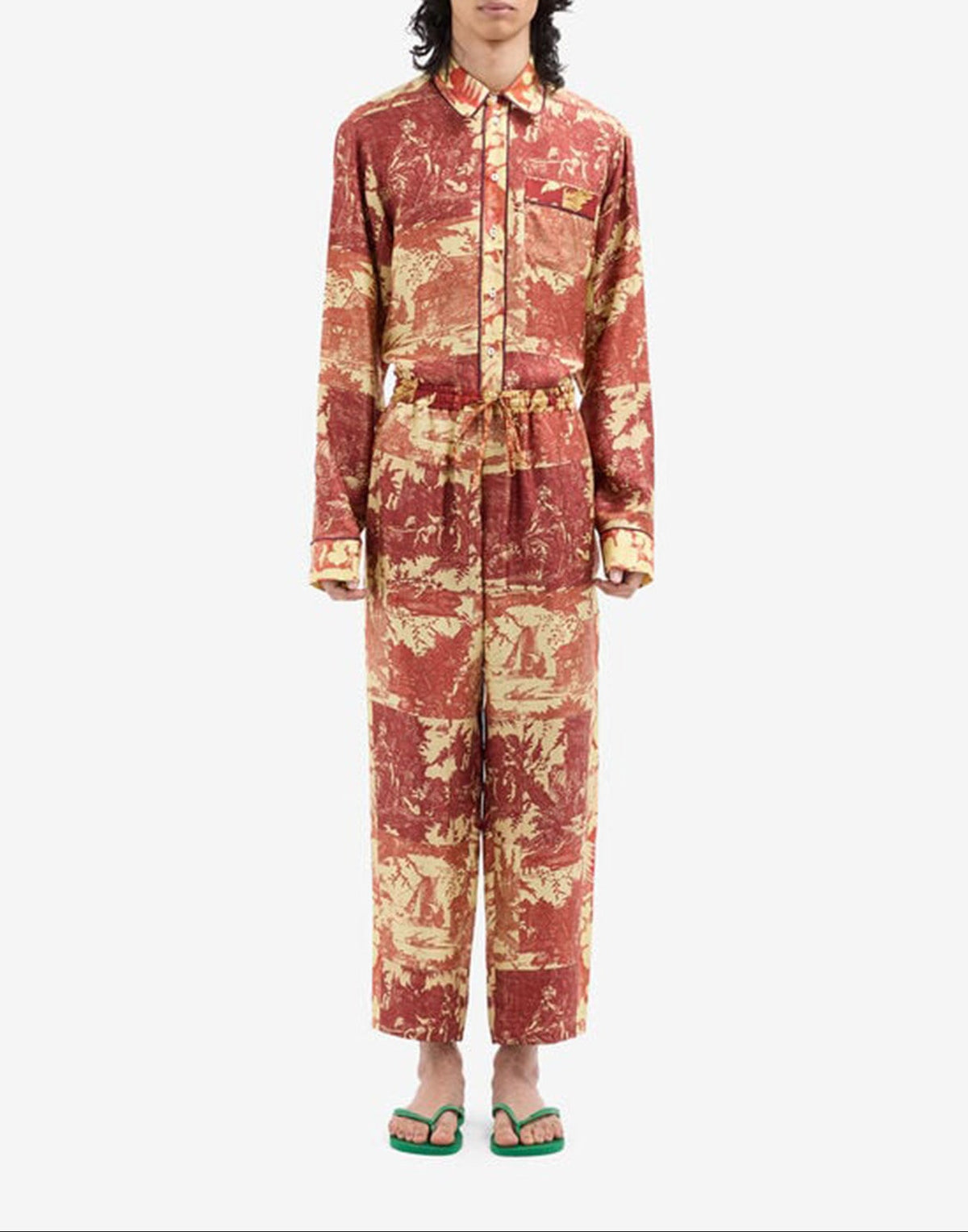PIERRE-LOUIS MASCIA Pantalon en soie imprimé baroque