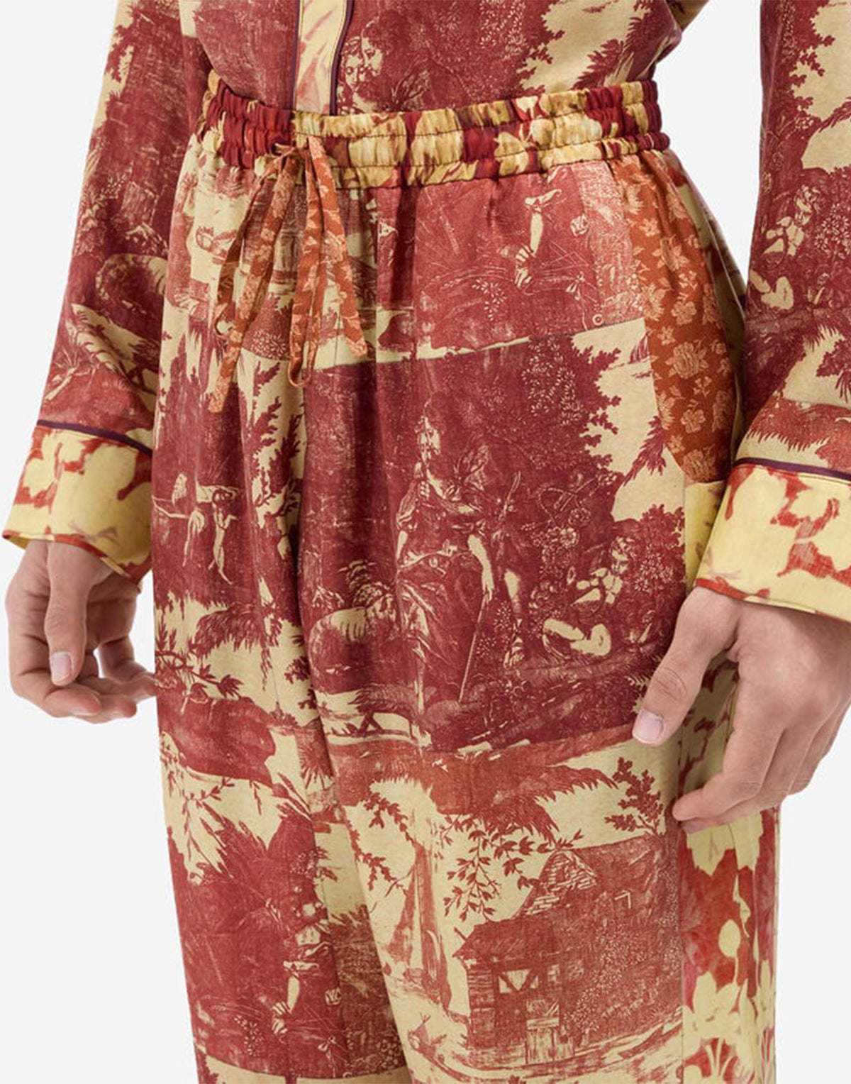 PIERRE-LOUIS MASCIA Pantalon en soie imprimé baroque