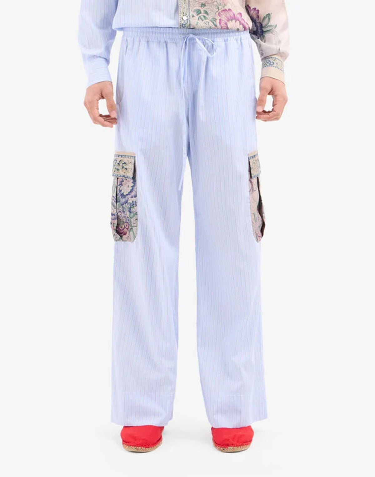 PIERRE-LOUIS MASCIA Pantalon en coton et soie imprimé cendre rosée