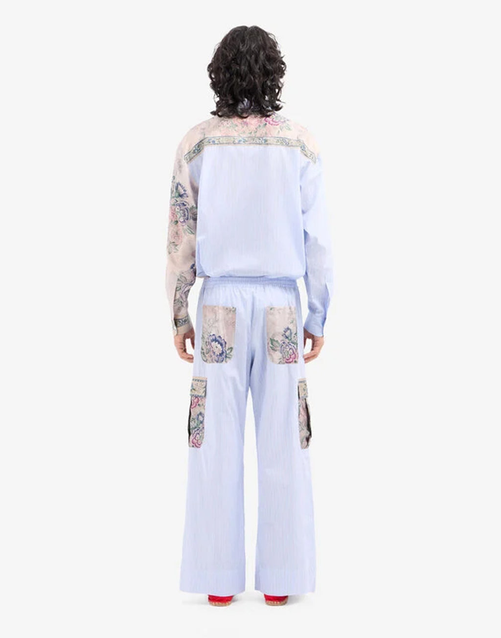 PIERRE-LOUIS MASCIA Pantaloni in Cotone e Seta Stampa Cenere Rosata