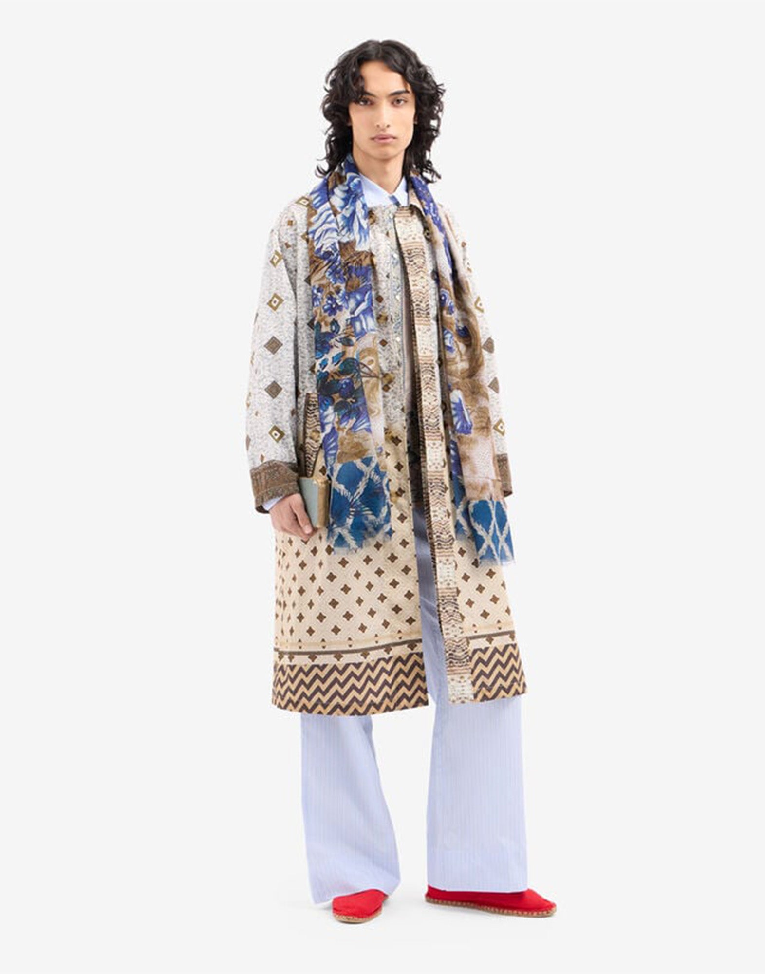 PIERRE-LOUIS MASCIA Pantaloni in Cotone e Seta Stampa Cenere Rosata