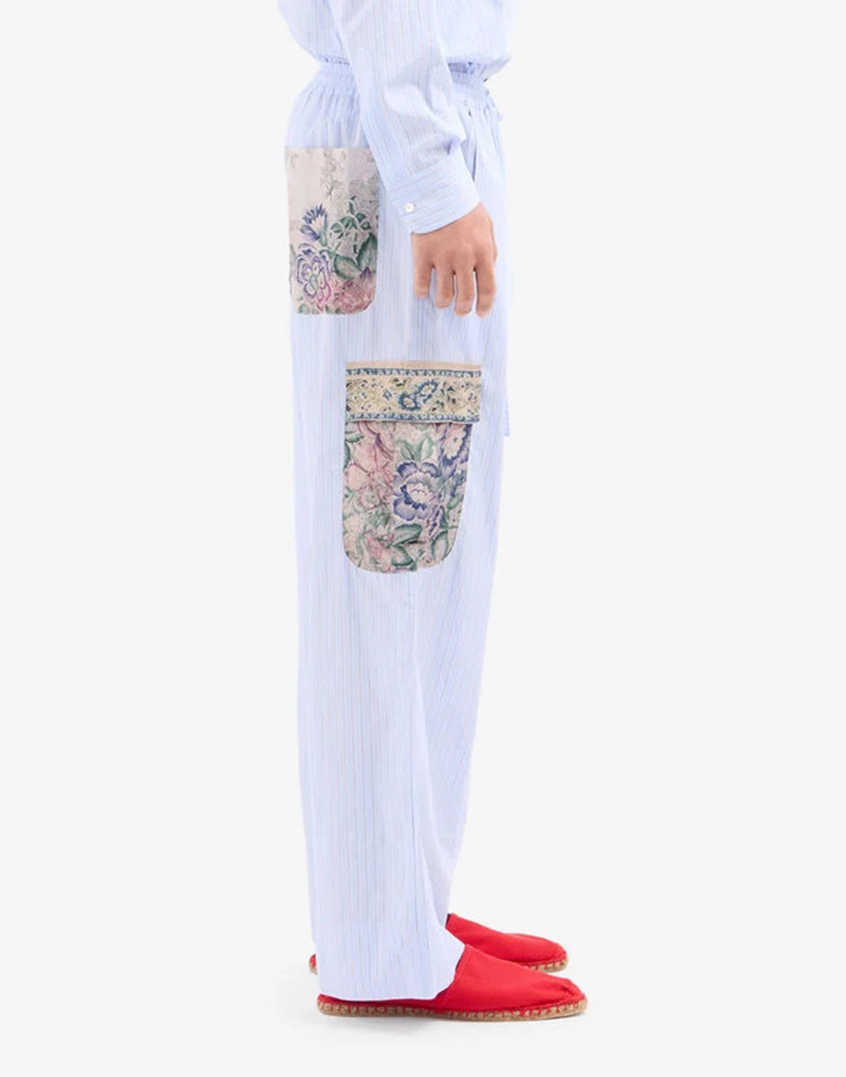 PIERRE-LOUIS MASCIA Pantalon en coton et soie imprimé cendre rosée