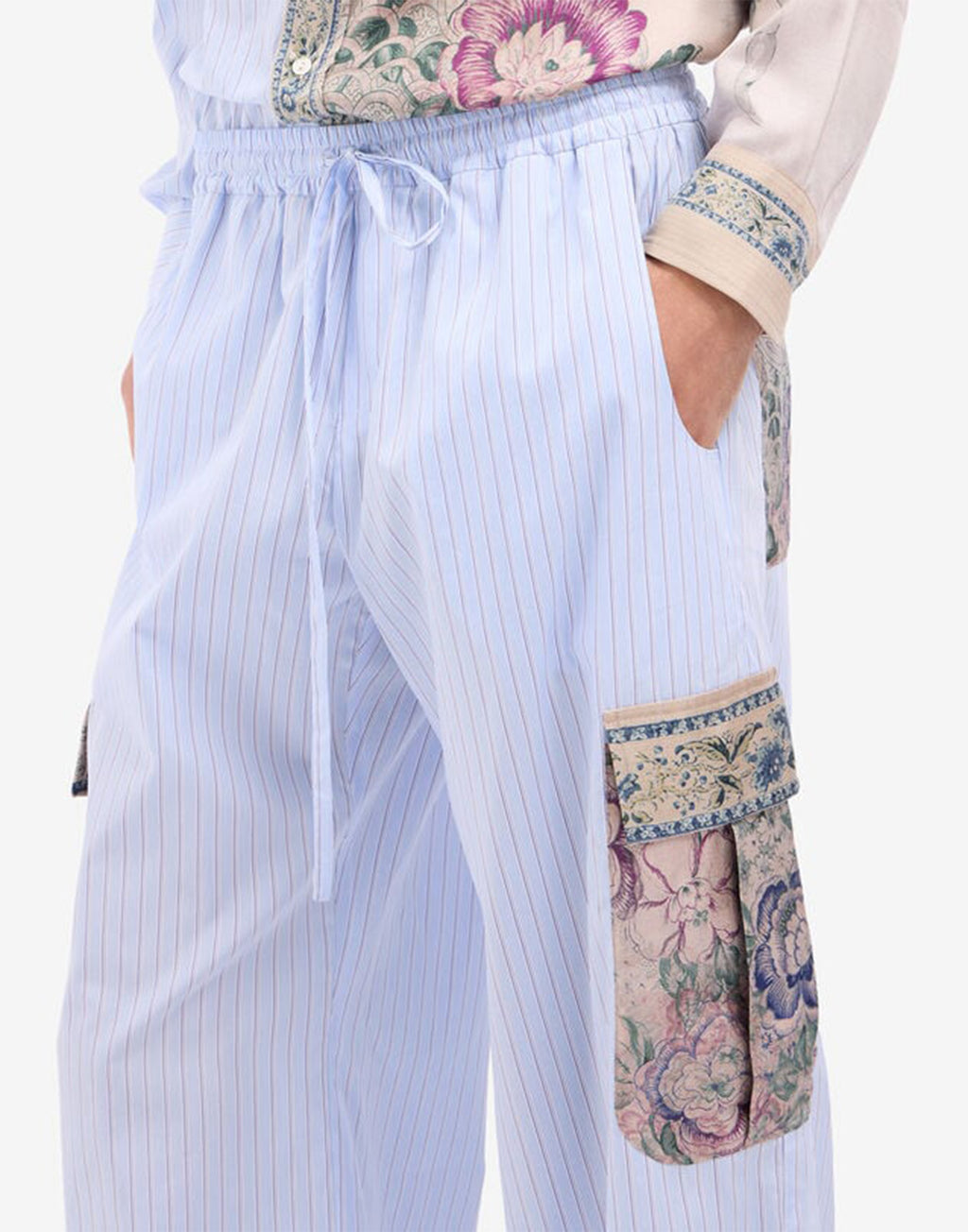 PIERRE-LOUIS MASCIA Pantaloni in Cotone e Seta Stampa Cenere Rosata