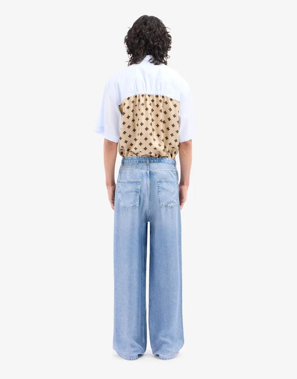 PIERRE-LOUIS MASCIA Pantaloni in Seta Stampa Denim Chiaro