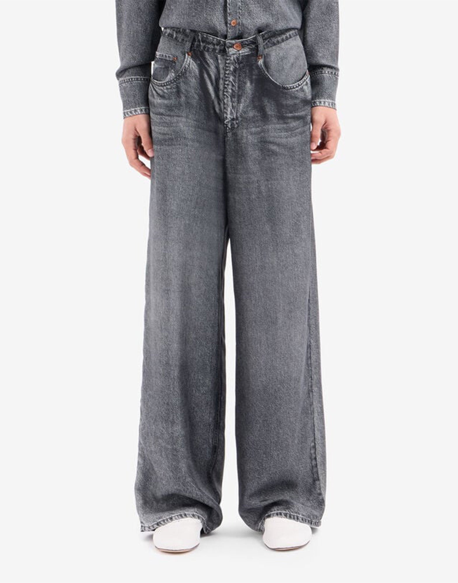 PIERRE-LOUIS MASCIA Pantaloni in Seta Stampa Denim Black