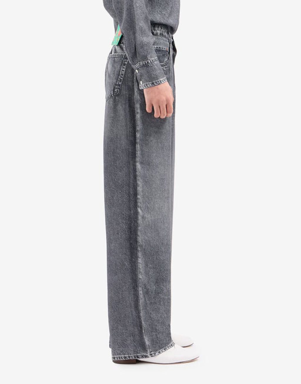 PIERRE-LOUIS MASCIA Pantaloni in Seta Stampa Denim Black