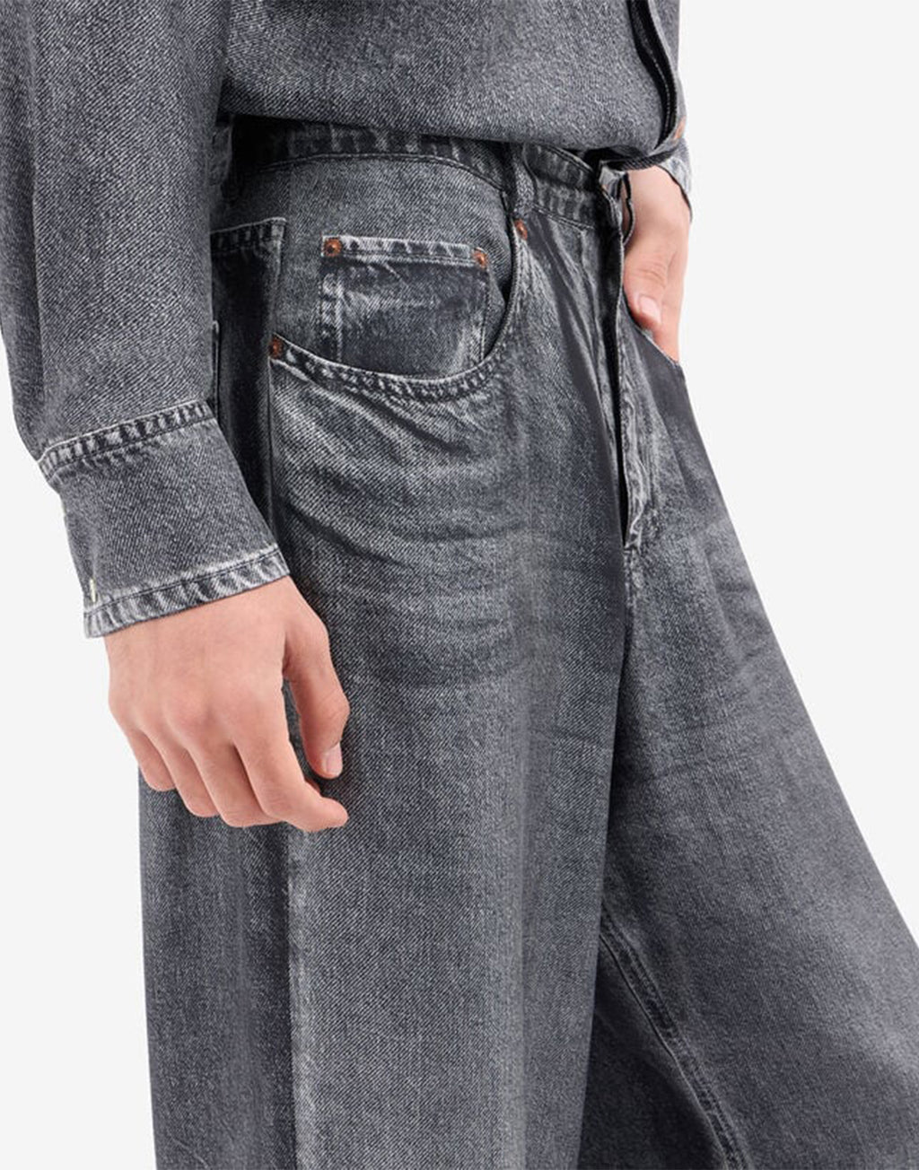 PIERRE-LOUIS MASCIA Pantaloni in Seta Stampa Denim Black