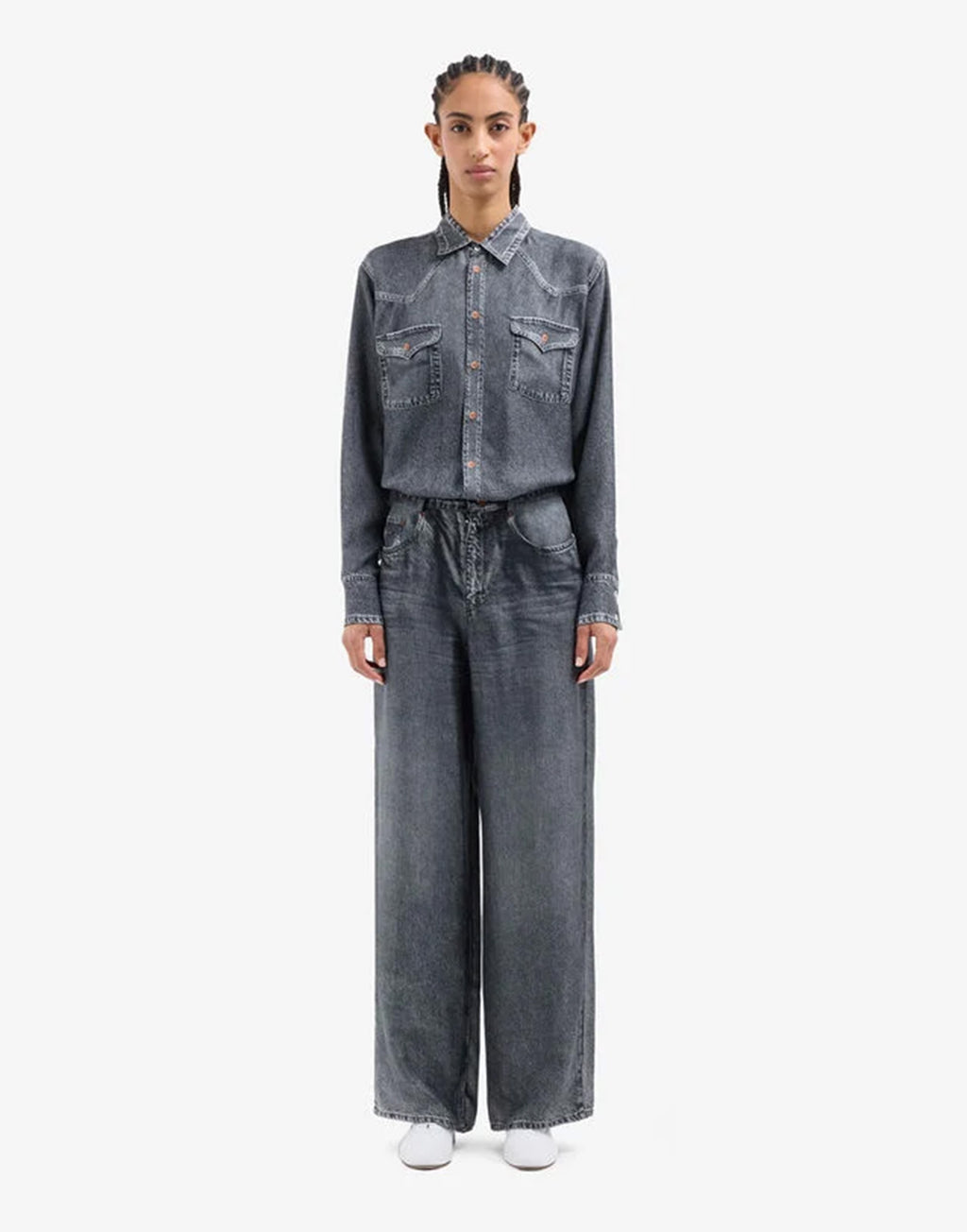 PIERRE-LOUIS MASCIA Pantaloni in Seta Stampa Denim Black