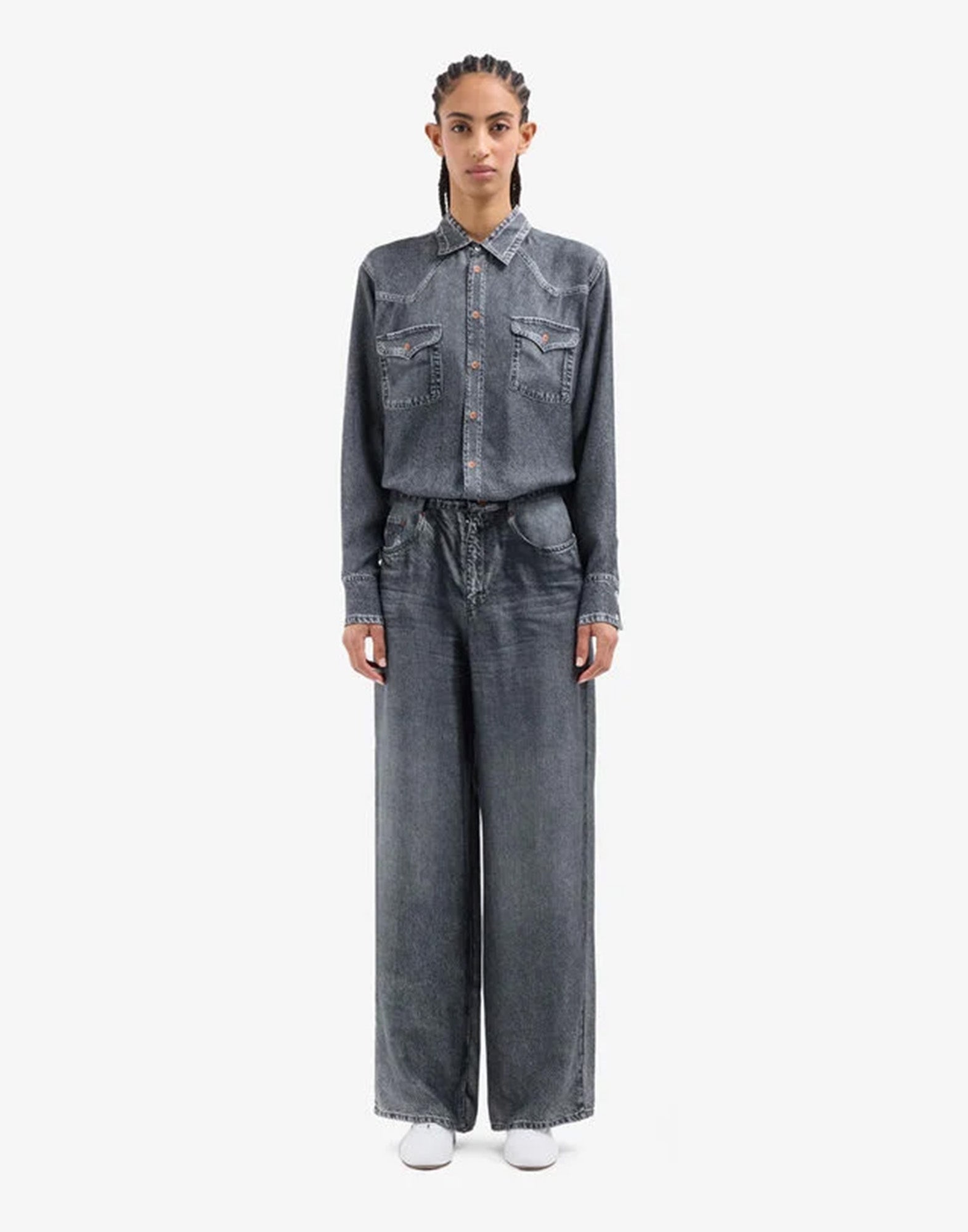 PIERRE-LOUIS MASCIA Pantaloni in Seta Stampa Denim Black