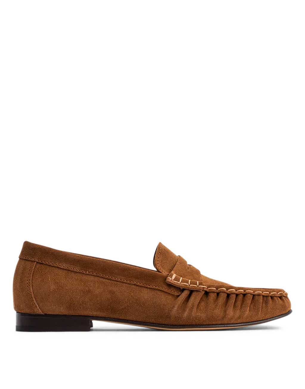 POEVE Wanda Mocassini in Suede con Punta Tonda Cuoio
