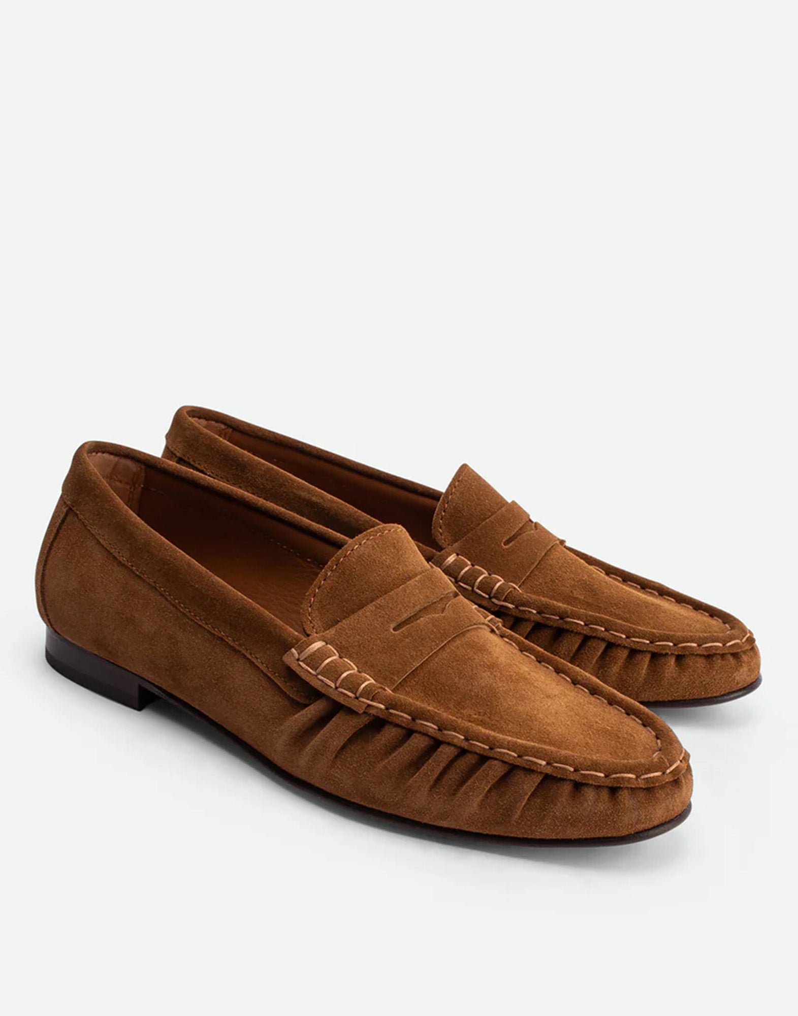 POEVE Wanda Mocassini in Suede con Punta Tonda Cuoio
