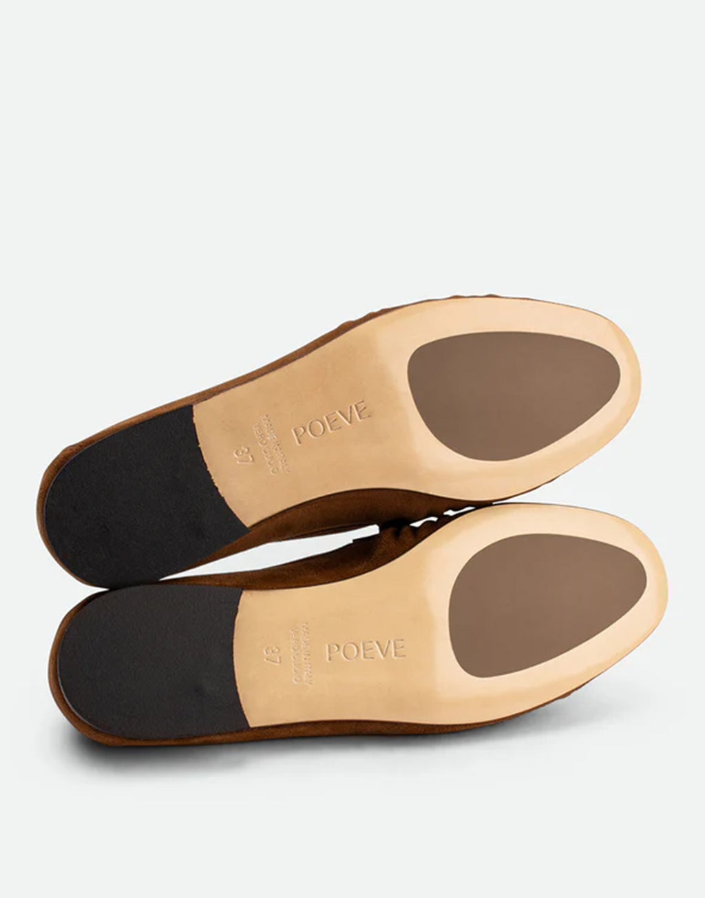 POEVE Wanda Mocassini in Suede con Punta Tonda Cuoio