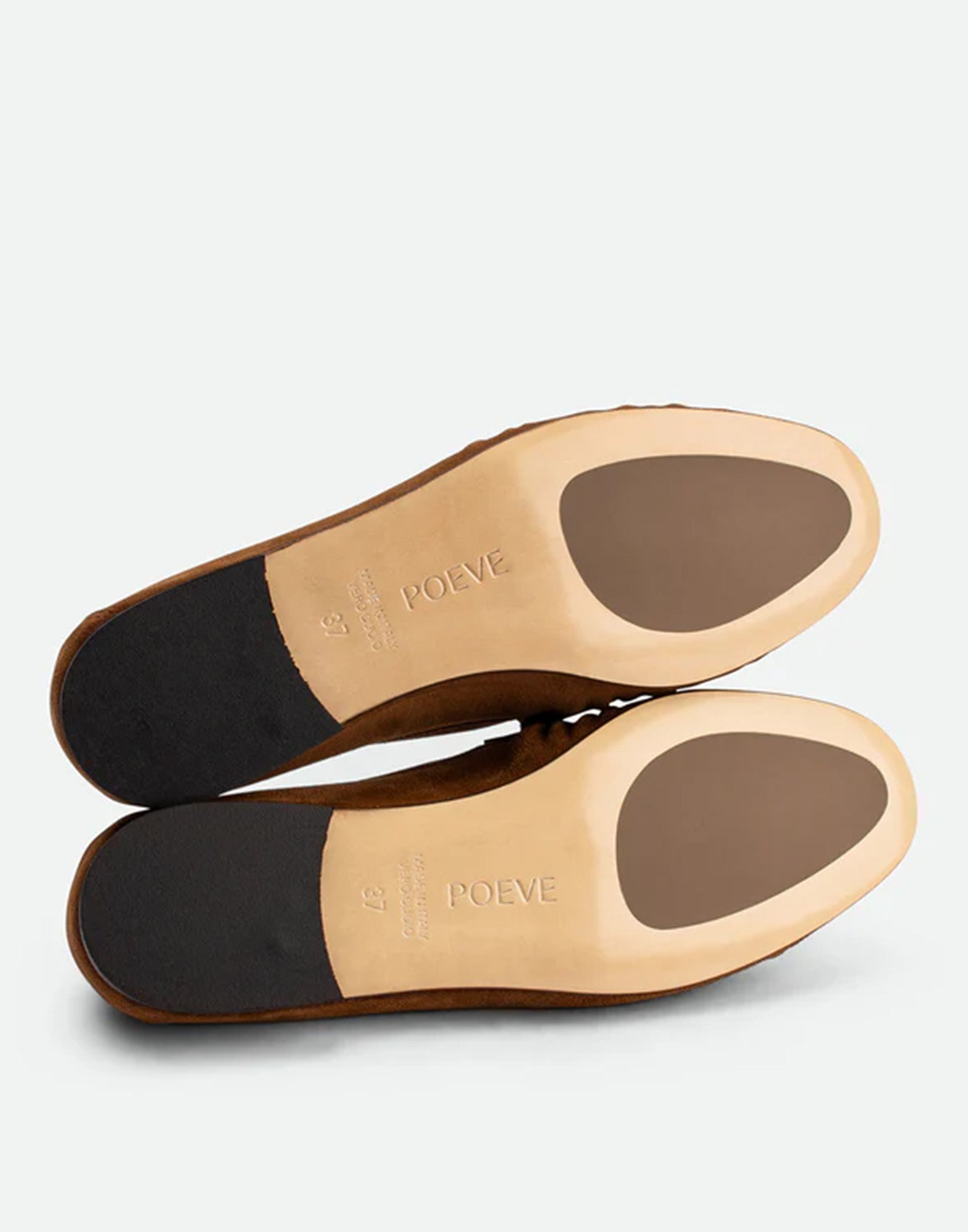 POEVE Wanda Mocassini in Suede con Punta Tonda Cuoio