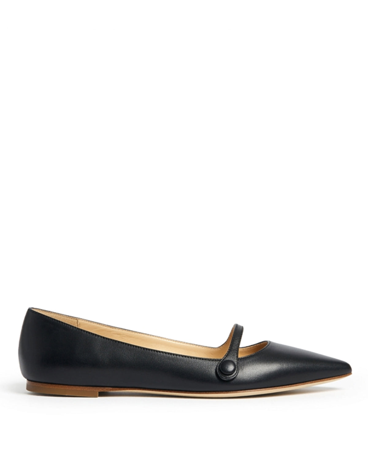 PROSPERINE Ballerine in Pelle Spazzolata con Punta e Bottone Nere