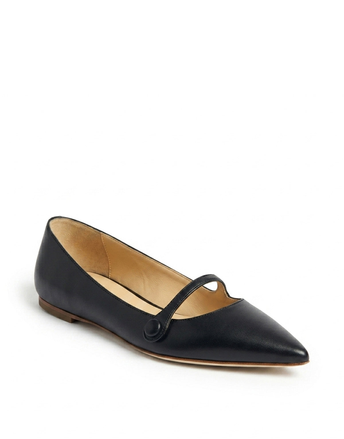PROSPERINE Ballerine in Pelle Spazzolata con Punta e Bottone Nere